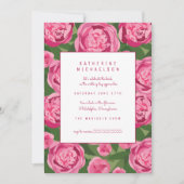 FÊTE DES MARIÉES | Invitation de pivoine rose fonc (Devant)