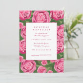 FÊTE DES MARIÉES | Invitation de pivoine rose fonc (Debout devant)