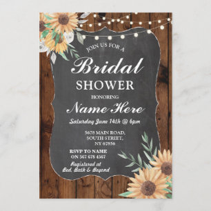Fête des mariées Invitation Sunflower Wood Floral