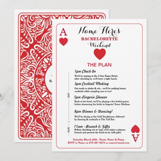 Fête des mariées Itinéraire Las Vegas Cartes Invit (Devant / Derrière)