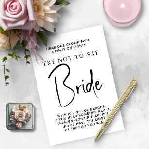 Fête des mariées Jeu ne pas dire carte de mariée