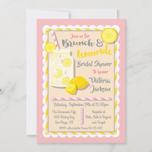 Fête des mariées Lemonade Brunch Invitations (Devant)