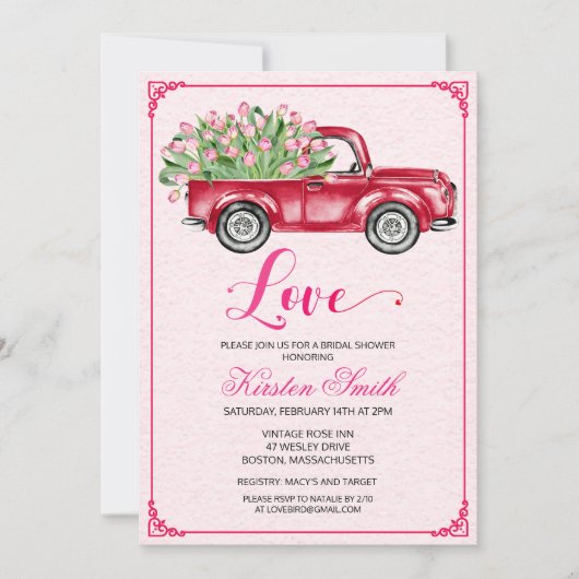 Fête des mariées Love Floral Truck Invitation (Devant)