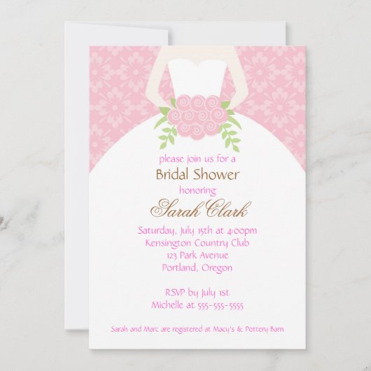 Fête des mariées Mariage rose Invitation (Devant)