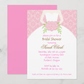 Fête des mariées Mariage rose Invitation (Devant / Derrière)
