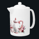 Fête des mariées mariage Tea Party<br><div class="desc">Une élégante théière à l'aquarelle fleurie idéale pour cette fête de thé à la douche nuptiale mariage. La théière est équipée d'une théière aquarelle,  d'une soucoupe et d'une tasse.</div>