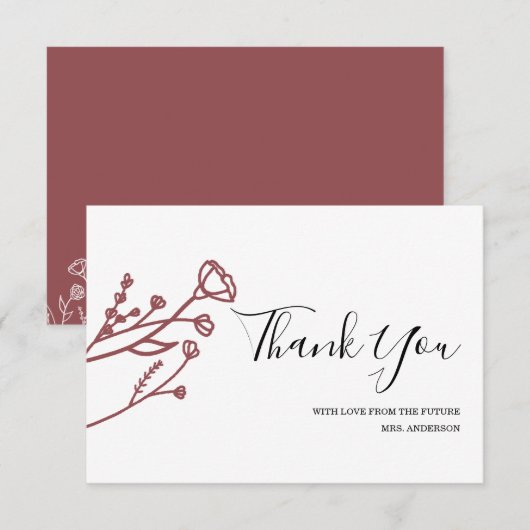 Fête des mariées Merci note (Devant / Derrière)