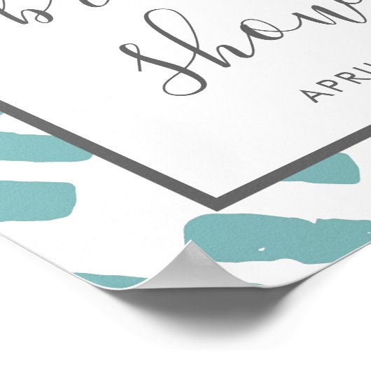 Fête des mariées moderne chic bleu  Affiche de bie (Coin)