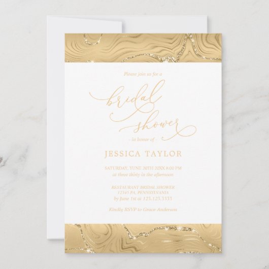 Fête des mariées moderne Luxury Gold Invitation (Devant)