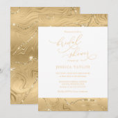 Fête des mariées moderne Luxury Gold Invitation (Devant / Derrière)