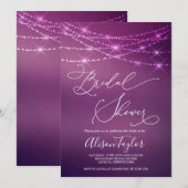 Fête des mariées moderne Purple Bokeh Invitation (Devant / Derrière)