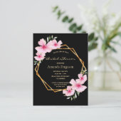 Fête des mariées noir rose floraux invitation (Debout devant)