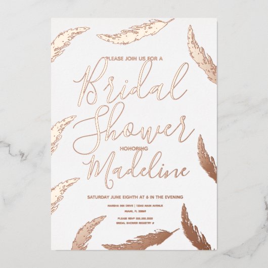 Fête des mariées Pampas Pressé Mariage Invitations (Recto)