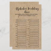 Fête des mariées papier rustique Alphabet Mariage  (Devant / Derrière)