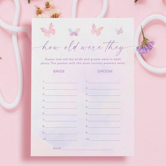 Fête des mariées papillon Guest de l'âge Carte de 