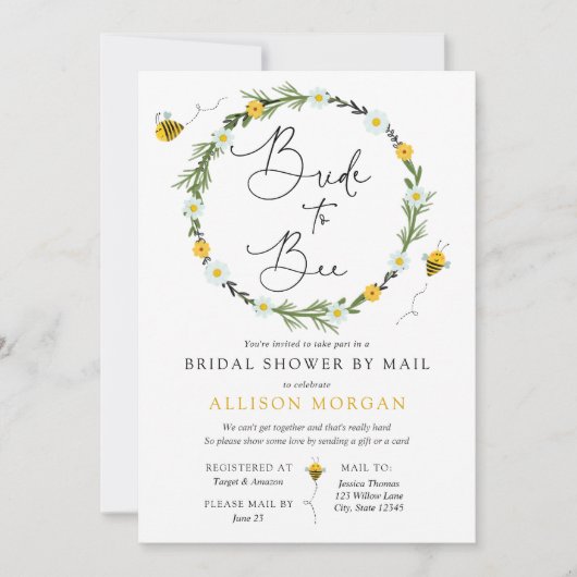 Fête des mariées par Mail Bride à Bee invitation (Devant)