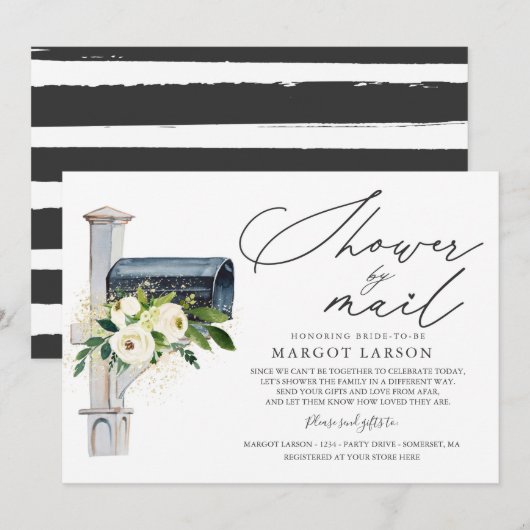 Fête des mariées Par Mail Invitation Verdure & Or (Devant / Derrière)