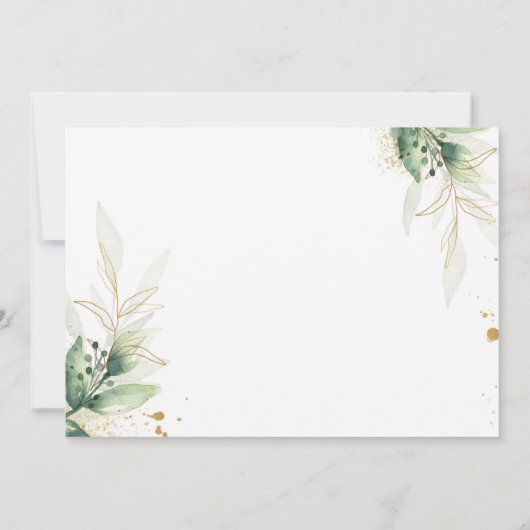 Fête des mariées Par Mail Invitation Verdure & Or (Dos)