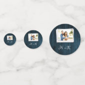 Fête des mariées photo en bois bleu Confetti (Devant)