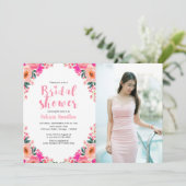 Fête des mariées Photo Invitations Floral Aquarell (Debout devant)