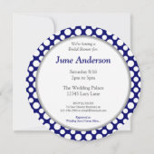 Fête des mariées Pois blancs sur Blue Invitation (Dos)