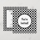 Fête des mariées Pois noirs sur invitation blanche (Devant / Derrière)