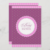Fête des mariées Polka rose violet plat Invitation (Devant / Derrière)