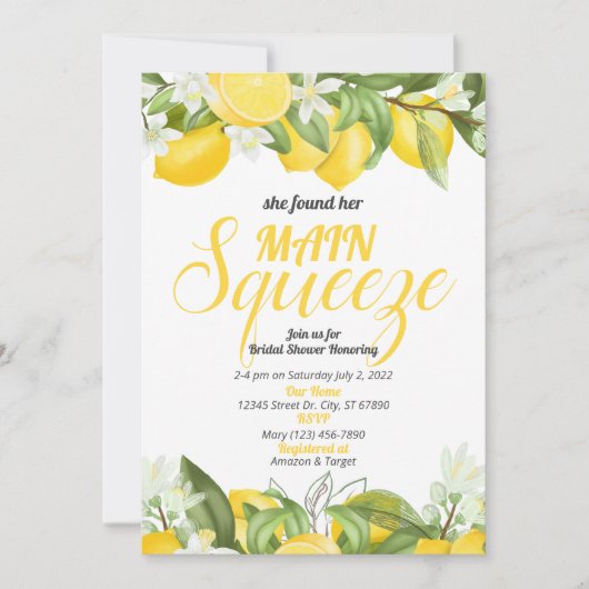 Fête des mariées principale Squeeze Invitation cit (Devant)