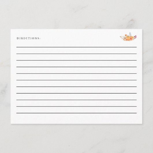 Fête des mariées Recette Carte Citrouille Automne (Dos)