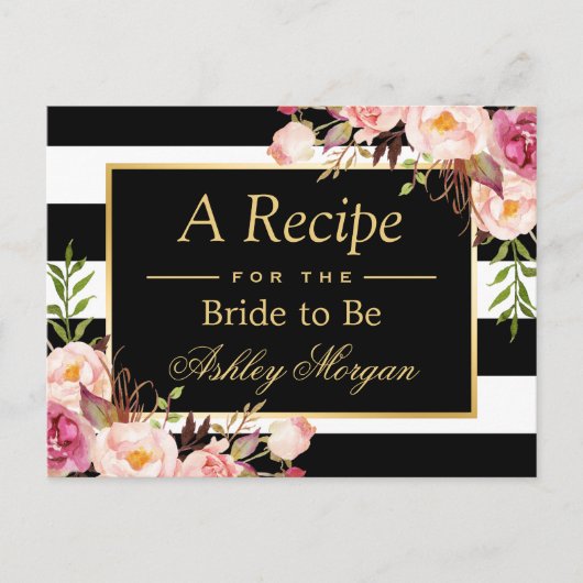 Fête des mariées Recette Carte Vintage Flore (Devant)