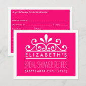 Fête des mariées Recette Cartes Pink Tiara (Devant / Derrière)