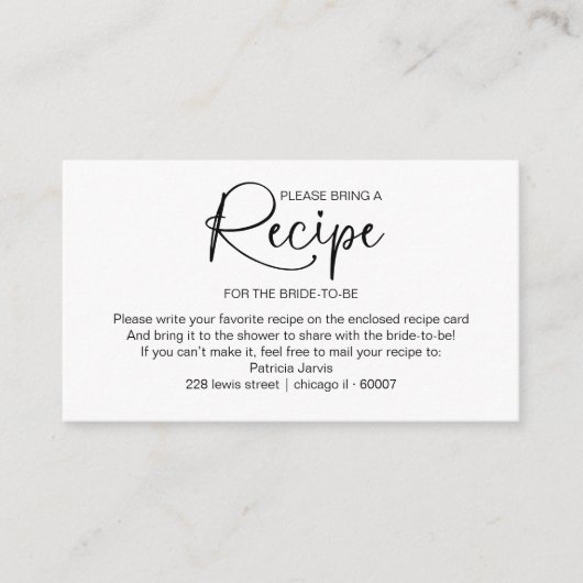 Fête des mariées Recette Demande de carte Insertio (Devant)