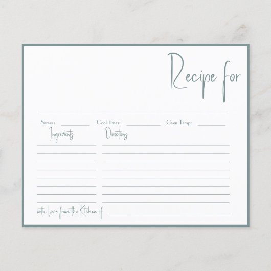 Fête des mariées Recette pour l'amour Cartes de co (Devant)