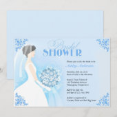 Fête des mariées Robe blanche Invitation plate (Devant / Derrière)