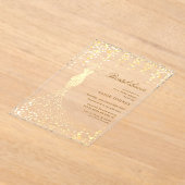 Fête des mariées Robe Dorée Acrylique Invitation (Poser)