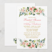 Fête des mariées Rose Blanc Floral Gold Invitation (Devant / Derrière)
