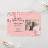 Fête des mariées rose corail avec invitation PHOTO (Devant/Arrière en situation)