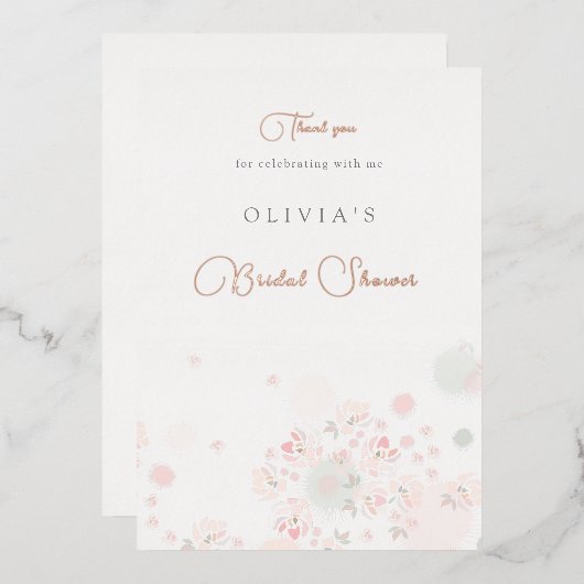Fête des mariées Rose de thé doux Carte de remerci (Recto/Verso)