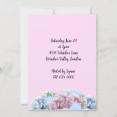 Fête des mariées rose et bleu Floral Invitation (Dos)