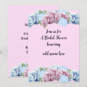 Fête des mariées rose et bleu Floral Invitation (Devant / Derrière)