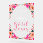 Fête des mariées rose Floral Bienvenue (Angle)