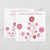 Fête des mariées Rose Floral Girly Invitation (Devant / Derrière)