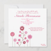 Fête des mariées Rose Floral Girly Invitation (Dos)