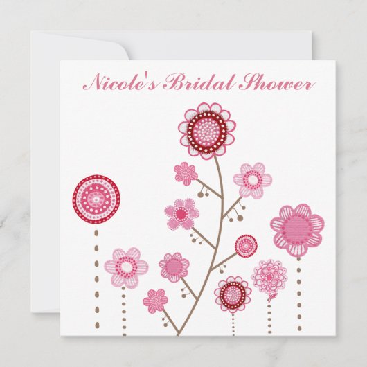 Fête des mariées Rose Floral Girly Invitation (Devant)