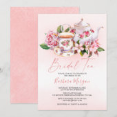 Fête des mariées rose Floral Tea Party Invitation (Devant / Derrière)