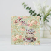 Fête des mariées rose Floral Tea Party Invitation (Debout devant)