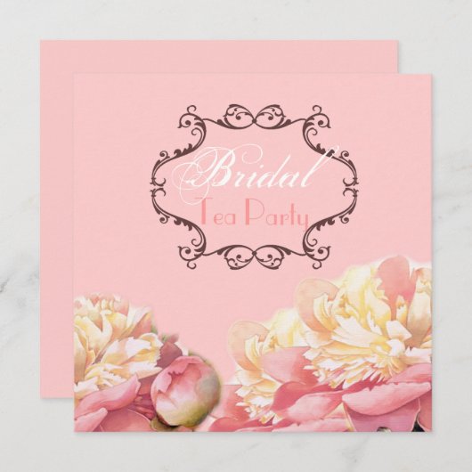 Fête des mariées rose Floral Tea Party Invitation (Devant / Derrière)