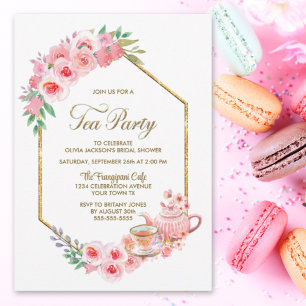Fête des mariées rose Floral Tea Party Invitation