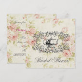 Fête des mariées rose Floral Tea Party Invitation (Devant / Derrière)