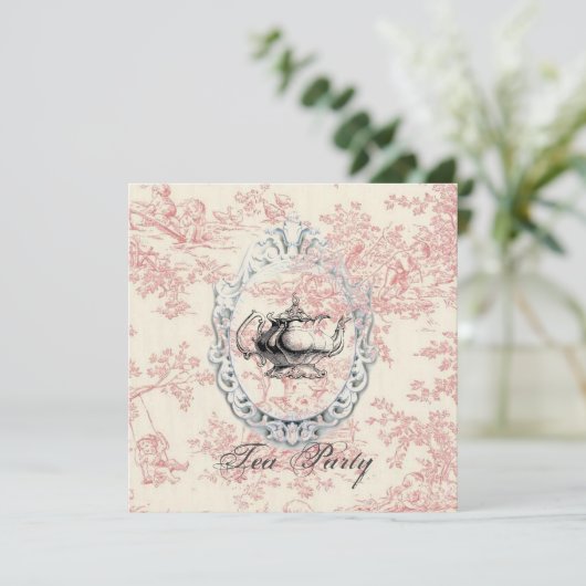 Fête des mariées rose Floral Tea Party Invitation (Debout devant)